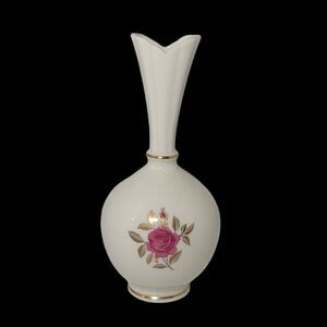 VINTAGE 8" LENOX USA RHODORA BUD VASE PINK ROSE